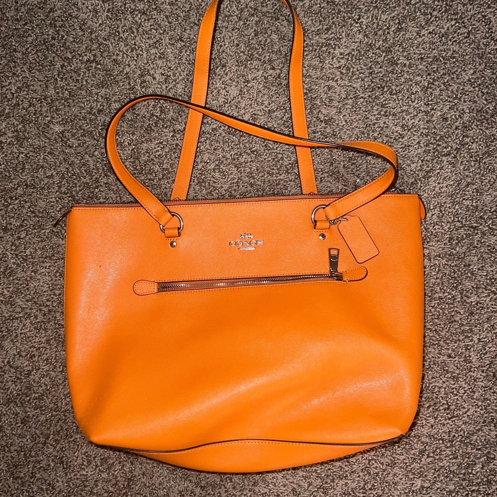 Orange Coach Laptop Tote